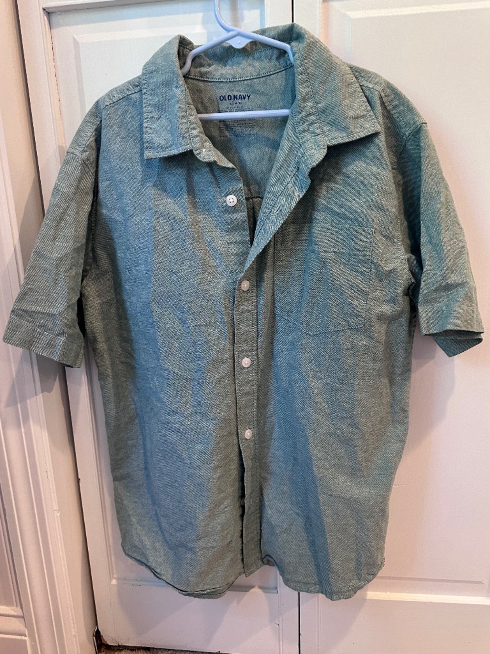 Green old navy button down T-shirt